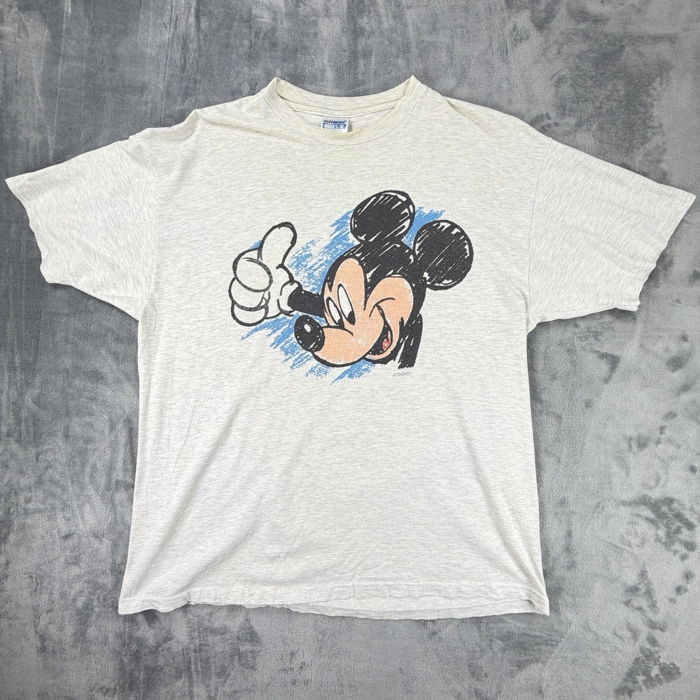 Vintage 90s Disney Mickey Mouse Thumbs Up T Shirt XL Hanes Beefy T USA